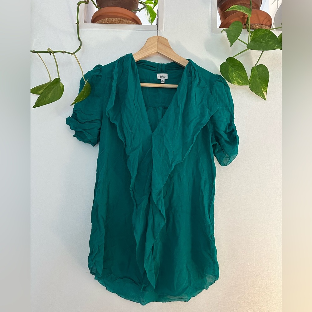 Babaton Green 100% Silk Blouse